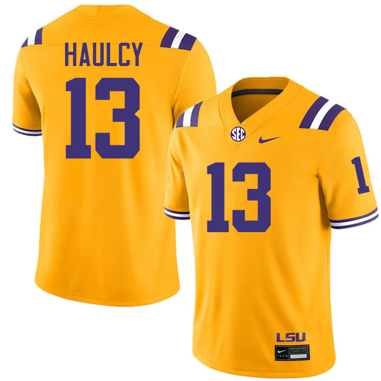 #13 A.J. Haulcy LSU Tigers Jersey,Louisiana State University Tigers Football Jersey-Gold